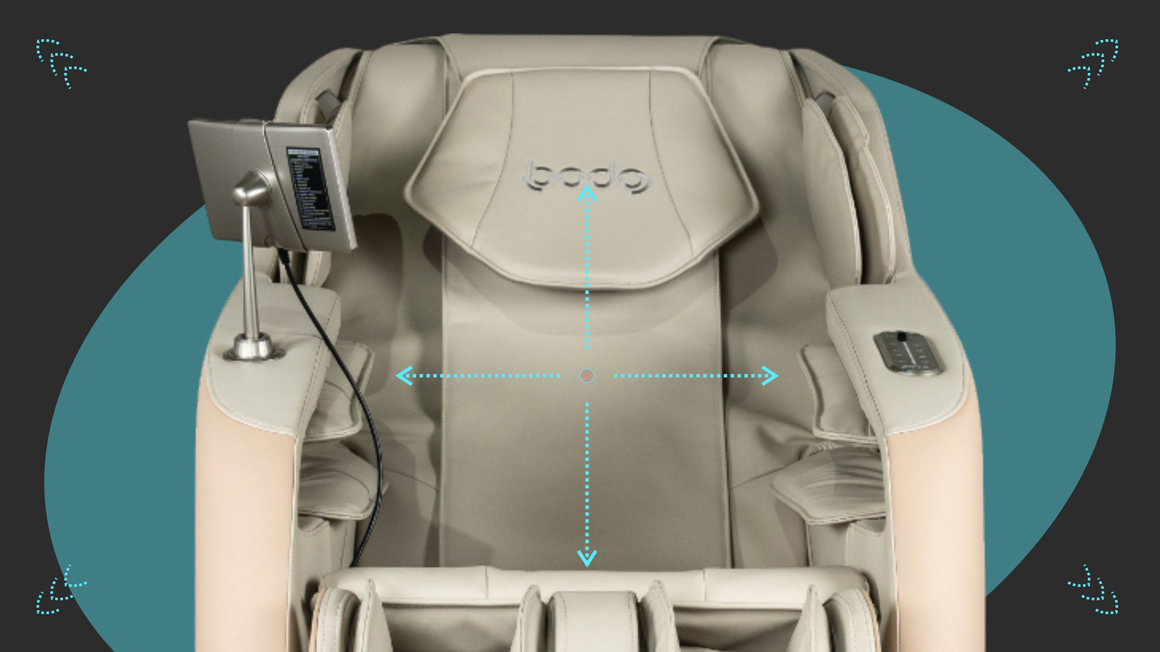 Комфортная широкая и глубокая посадка - Массажное кресло Bodo Eva Beige