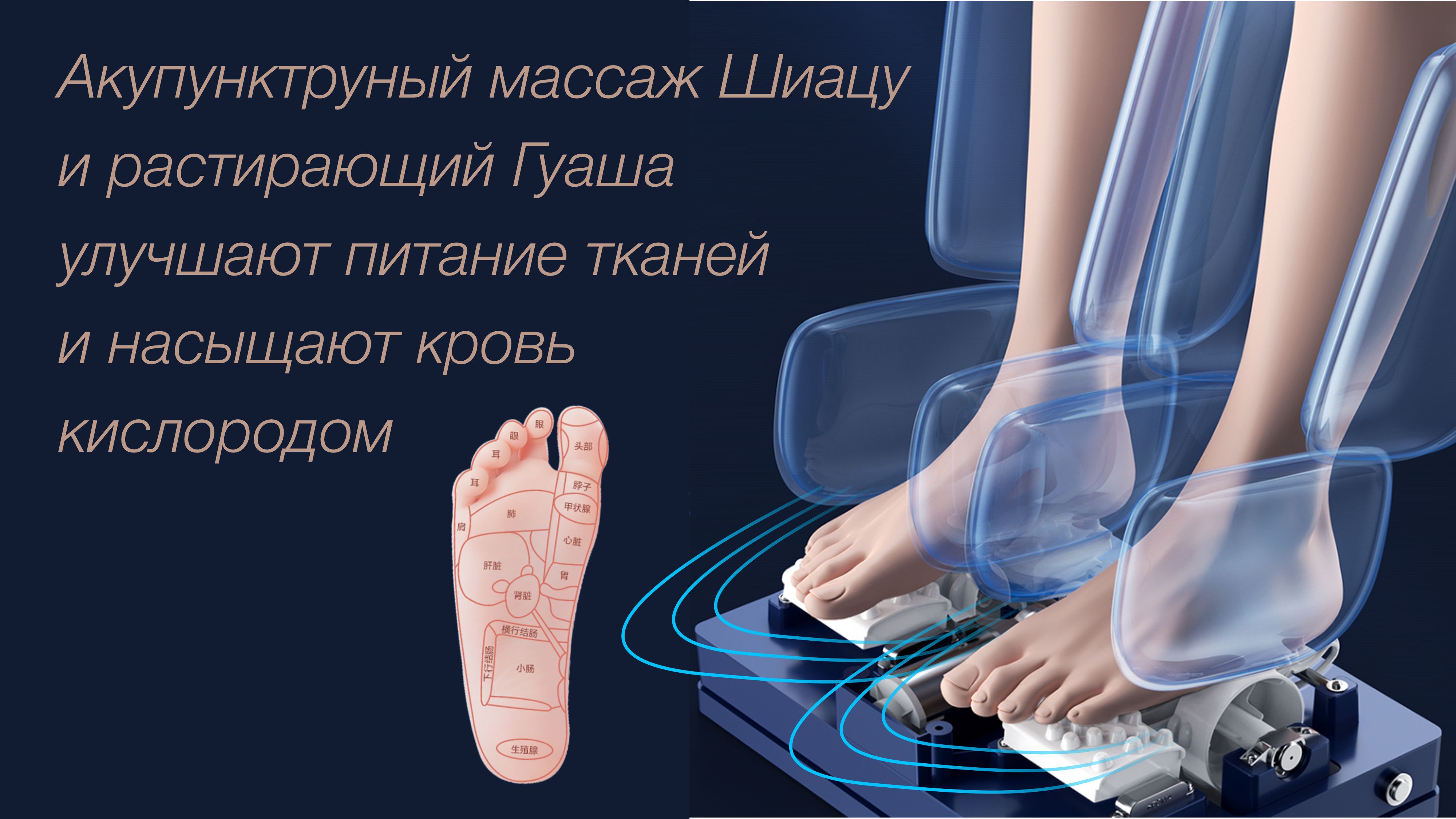 ИК-прогрев, массаж Шиацу и Гуаша стоп - Массажное кресло Bodo Ekouda Beige